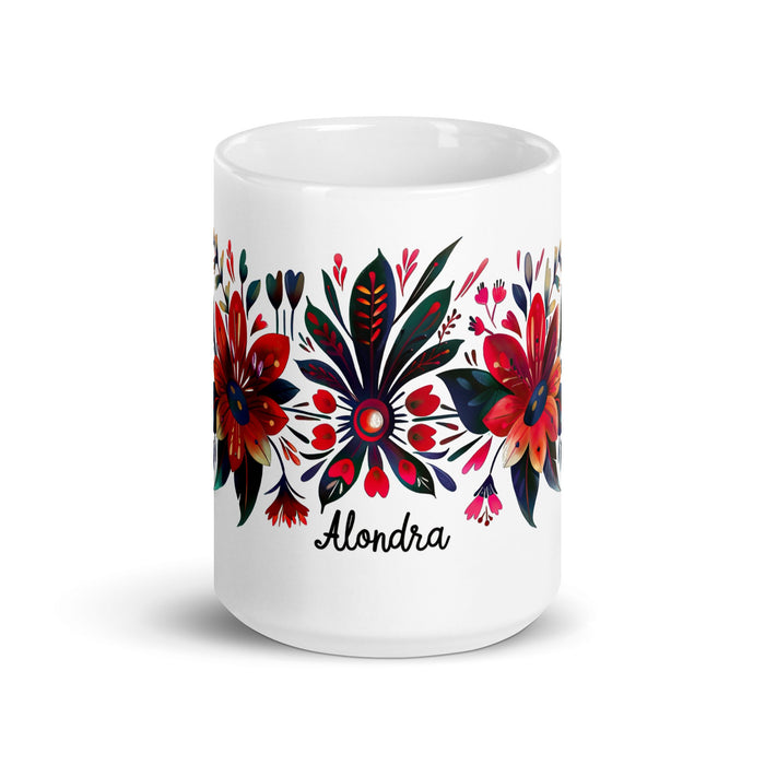 Alondra Exclusive Name Art Piece Home Office Work Coffee Mug Mexican Spanish Pride Gift Cup One - Of - A - Kind Calligraphy White Glossy Mug | A5 - Mexicada