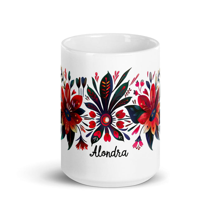 Alondra Exclusive Name Art Piece Home Office Work Coffee Mug Mexican Spanish Pride Gift Cup One-Of-A-Kind Calligraphy White Glossy Mug | A5 Mexicada