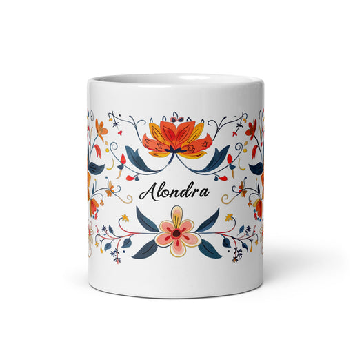 Alondra Exclusive Name Art Piece Home Office Work Coffee Mug Mexican Spanish Pride Gift Cup One - Of - A - Kind Calligraphy White Glossy Mug | A6 - Mexicada