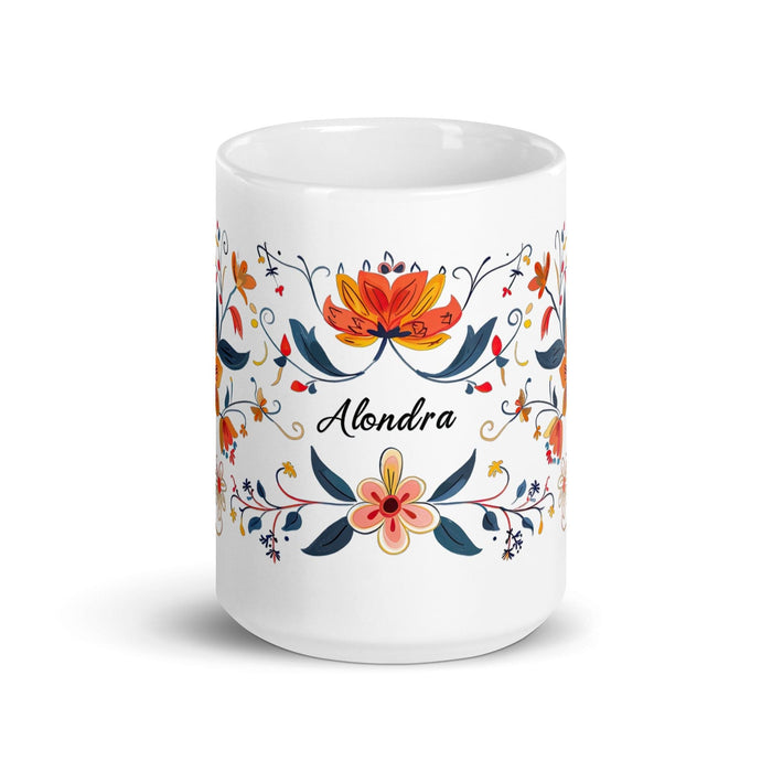 Alondra Exclusive Name Art Piece Home Office Work Coffee Mug Mexican Spanish Pride Gift Cup One-Of-A-Kind Calligraphy White Glossy Mug | A6 Mexicada