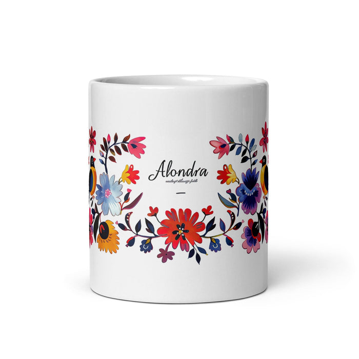 Alondra Exclusive Name Art Piece Home Office Work Coffee Mug Mexican Spanish Pride Gift Cup One-Of-A-Kind Calligraphy White Glossy Mug | A7 Mexicada