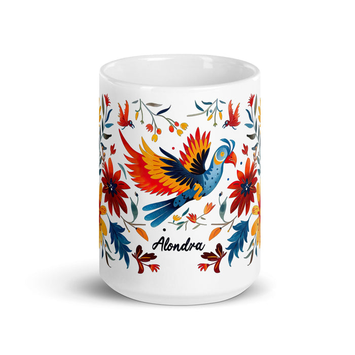 Alondra Exclusive Name Art Piece Home Office Work Coffee Mug Mexican Spanish Pride Gift Cup One - Of - A - Kind Calligraphy White Glossy Mug | A8 - Mexicada