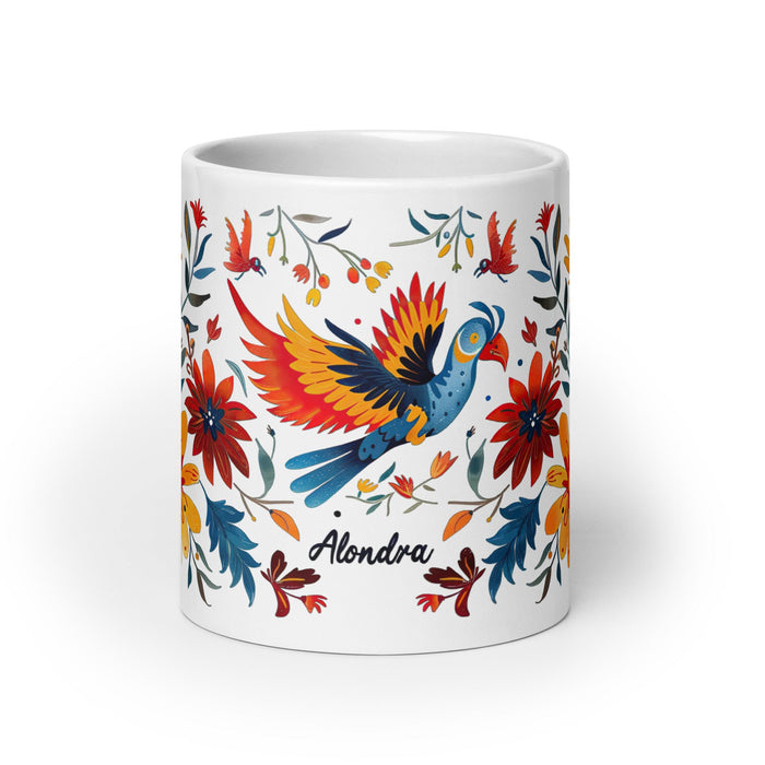 Alondra Exclusive Name Art Piece Home Office Work Coffee Mug Mexican Spanish Pride Gift Cup One - Of - A - Kind Calligraphy White Glossy Mug | A8 - Mexicada