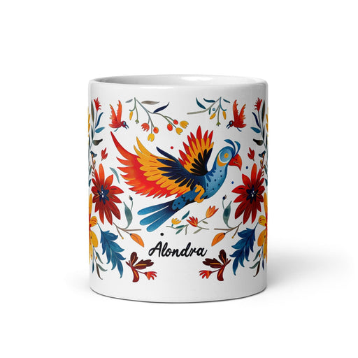 Alondra Exclusive Name Art Piece Home Office Work Coffee Mug Mexican Spanish Pride Gift Cup One-Of-A-Kind Calligraphy White Glossy Mug | A8 Mexicada