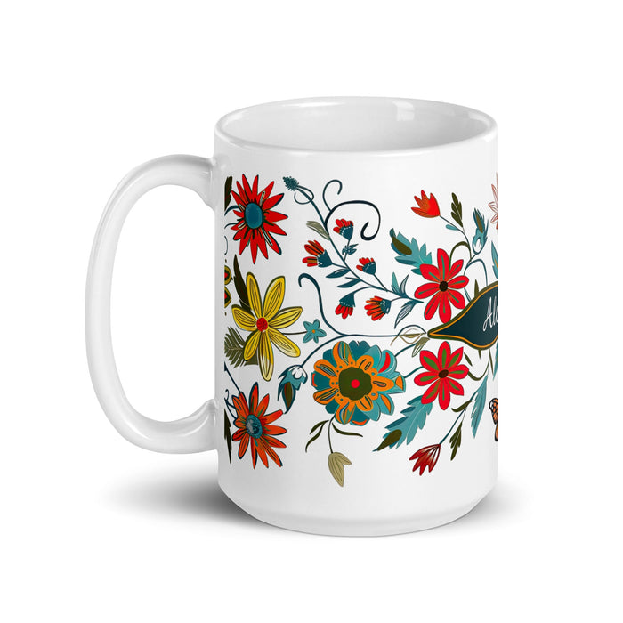 Alondra Exclusive Name Art Piece Home Office Work Coffee Mug Mexican Spanish Pride Gift Cup One - Of - A - Kind Calligraphy White Glossy Mug | A9 - Mexicada