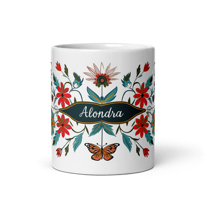 Alondra Exclusive Name Art Piece Home Office Work Coffee Mug Mexican Spanish Pride Gift Cup One - Of - A - Kind Calligraphy White Glossy Mug | A9 - Mexicada