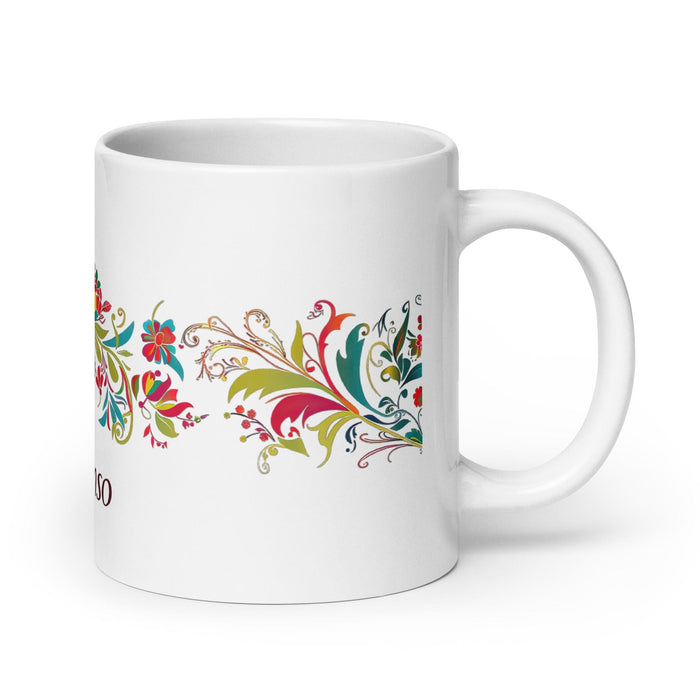 Alonso Exclusive Name Art Piece Home Office Work Coffee Mug Mexican Spanish Pride Gift Cup One-Of-A-Kind Calligraphy White Glossy Mug | A2 Mexicada 20 oz