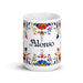 Alonso Exclusive Name Art Piece Home Office Work Coffee Mug Mexican Spanish Pride Gift Cup One - Of - A - Kind Calligraphy White Glossy Mug | A5 - Mexicada