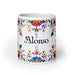 Alonso Exclusive Name Art Piece Home Office Work Coffee Mug Mexican Spanish Pride Gift Cup One - Of - A - Kind Calligraphy White Glossy Mug | A5 - Mexicada