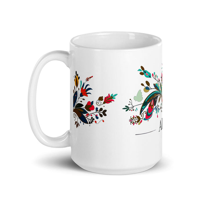 Alonso Exclusive Name Art Piece Home Office Work Coffee Mug Mexican Spanish Pride Gift Cup One - Of - A - Kind Calligraphy White Glossy Mug | A7 - Mexicada