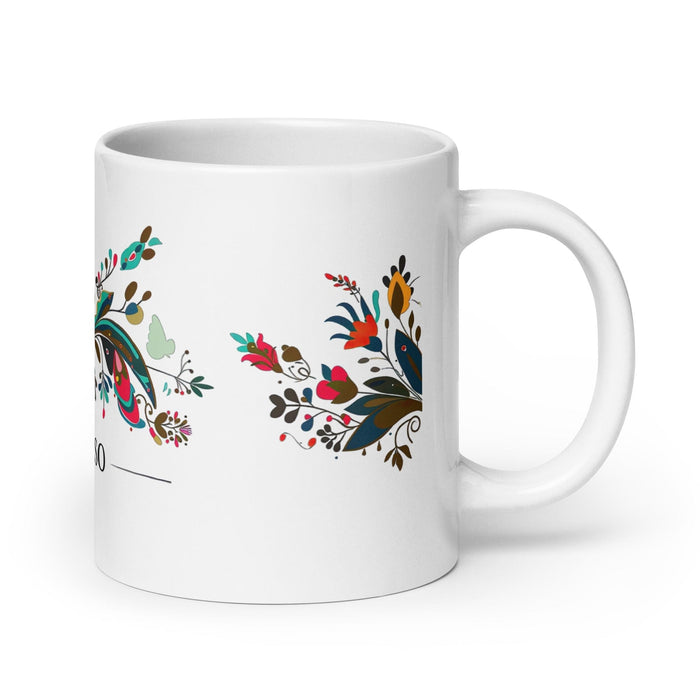 Alonso Exclusive Name Art Piece Home Office Work Coffee Mug Mexican Spanish Pride Gift Cup One-Of-A-Kind Calligraphy White Glossy Mug | A7 Mexicada 20 oz