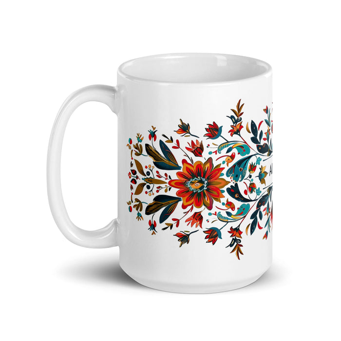 Alonso Exclusive Name Art Piece Home Office Work Coffee Mug Mexican Spanish Pride Gift Cup One - Of - A - Kind Calligraphy White Glossy Mug | A8 - Mexicada