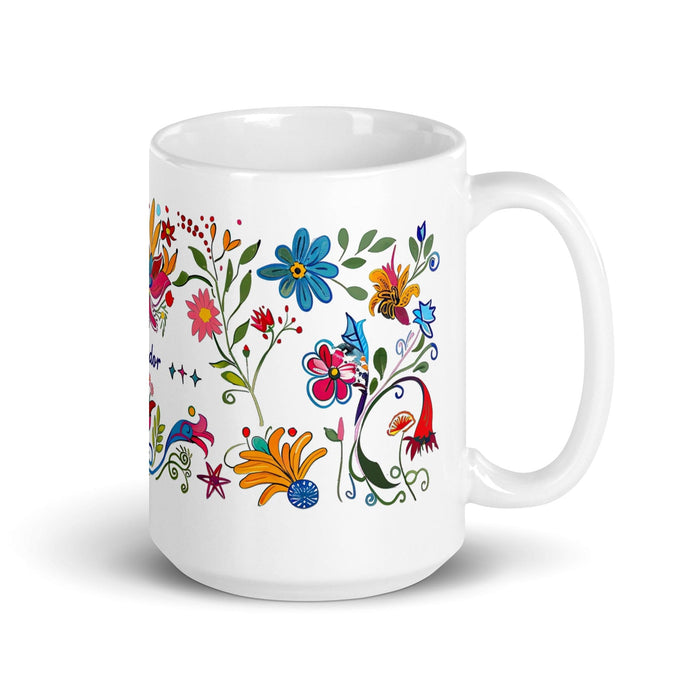 Amador Exclusive Name Art Piece Home Office Work Coffee Mug Mexican Spanish Pride Gift Cup One-Of-A-Kind Calligraphy White Glossy Mug | A10 Mexicada 15 oz