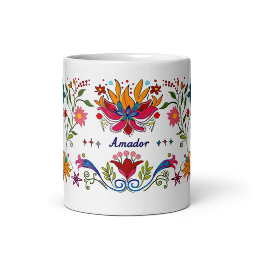 Amador Exclusive Name Art Piece Home Office Work Coffee Mug Mexican Spanish Pride Gift Cup One-Of-A-Kind Calligraphy White Glossy Mug | A10 Mexicada