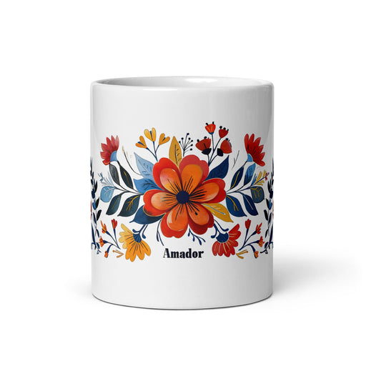 Amador Exclusive Name Art Piece Home Office Work Coffee Mug Mexican Spanish Pride Gift Cup One - Of - A - Kind Calligraphy White Glossy Mug | A11 - Mexicada