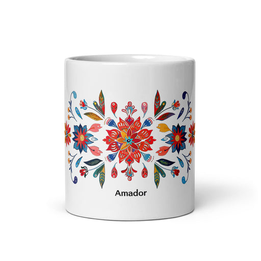 Amador Exclusive Name Art Piece Home Office Work Coffee Mug Mexican Spanish Pride Gift Cup One - Of - A - Kind Calligraphy White Glossy Mug | A12 - Mexicada