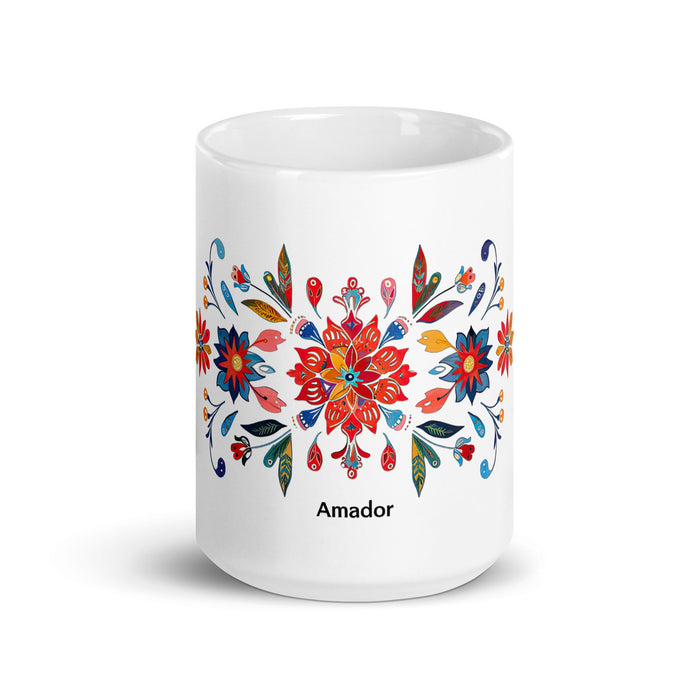 Amador Exclusive Name Art Piece Home Office Work Coffee Mug Mexican Spanish Pride Gift Cup One - Of - A - Kind Calligraphy White Glossy Mug | A12 - Mexicada