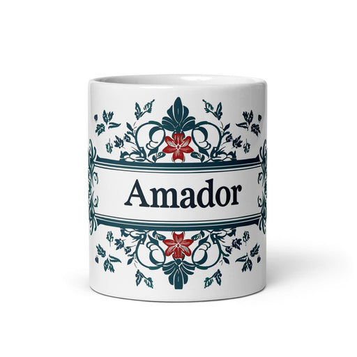 Amador Exclusive Name Art Piece Home Office Work Coffee Mug Mexican Spanish Pride Gift Cup One-Of-A-Kind Calligraphy White Glossy Mug | A13 Mexicada