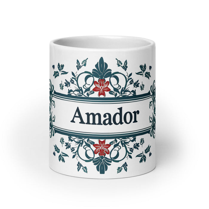 Amador Exclusive Name Art Piece Home Office Work Coffee Mug Mexican Spanish Pride Gift Cup One-Of-A-Kind Calligraphy White Glossy Mug | A13 Mexicada