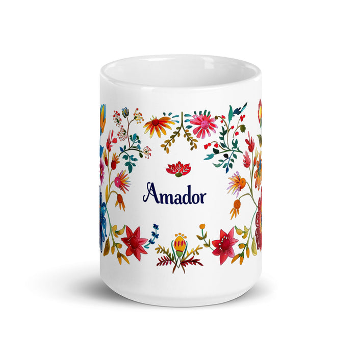 Amador Exclusive Name Art Piece Home Office Work Coffee Mug Mexican Spanish Pride Gift Cup One - Of - A - Kind Calligraphy White Glossy Mug | A16 - Mexicada