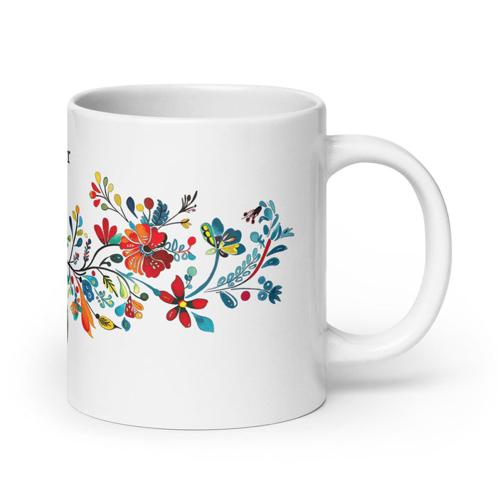 Amador Exclusive Name Art Piece Home Office Work Coffee Mug Mexican Spanish Pride Gift Cup One-Of-A-Kind Calligraphy White Glossy Mug | A2 Mexicada 20 oz