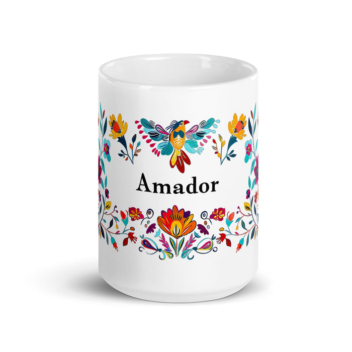 Amador Exclusive Name Art Piece Home Office Work Coffee Mug Mexican Spanish Pride Gift Cup One - Of - A - Kind Calligraphy White Glossy Mug | A3 - Mexicada