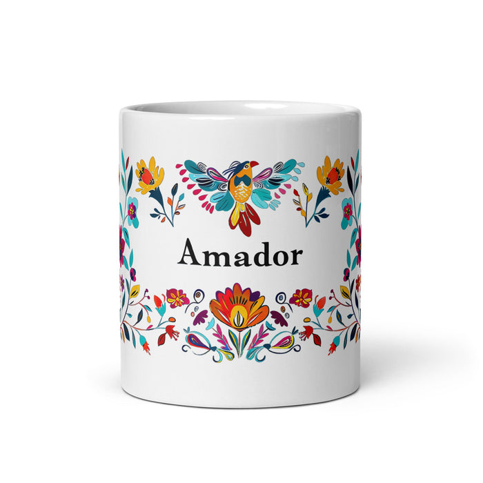 Amador Exclusive Name Art Piece Home Office Work Coffee Mug Mexican Spanish Pride Gift Cup One - Of - A - Kind Calligraphy White Glossy Mug | A3 - Mexicada