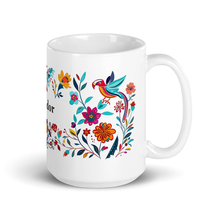 Amador Exclusive Name Art Piece Home Office Work Coffee Mug Mexican Spanish Pride Gift Cup One-Of-A-Kind Calligraphy White Glossy Mug | A3 Mexicada 15 oz