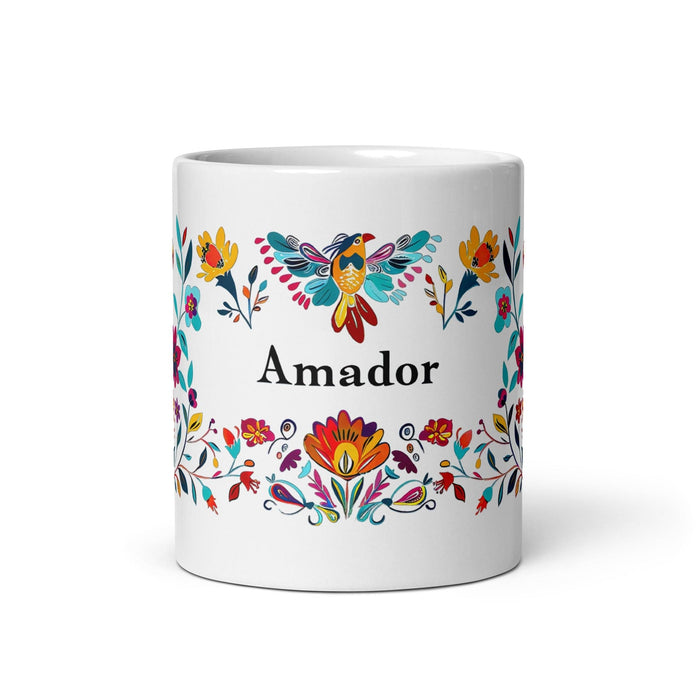 Amador Exclusive Name Art Piece Home Office Work Coffee Mug Mexican Spanish Pride Gift Cup One-Of-A-Kind Calligraphy White Glossy Mug | A3 Mexicada