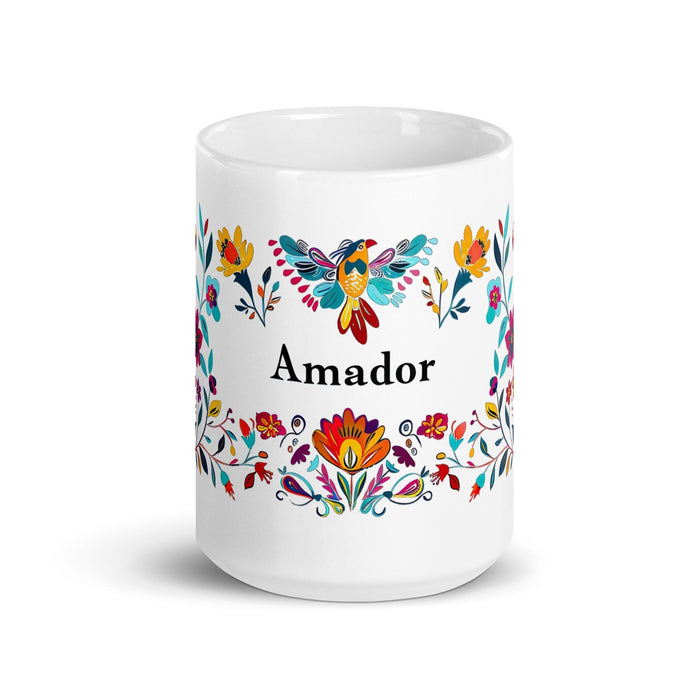 Amador Exclusive Name Art Piece Home Office Work Coffee Mug Mexican Spanish Pride Gift Cup One-Of-A-Kind Calligraphy White Glossy Mug | A3 Mexicada