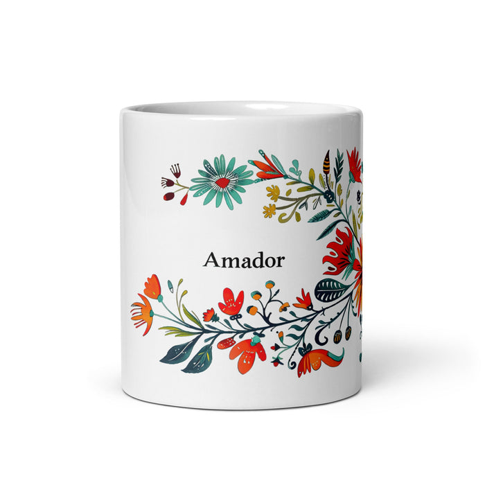 Amador Exclusive Name Art Piece Home Office Work Coffee Mug Mexican Spanish Pride Gift Cup One - Of - A - Kind Calligraphy White Glossy Mug | A4 - Mexicada