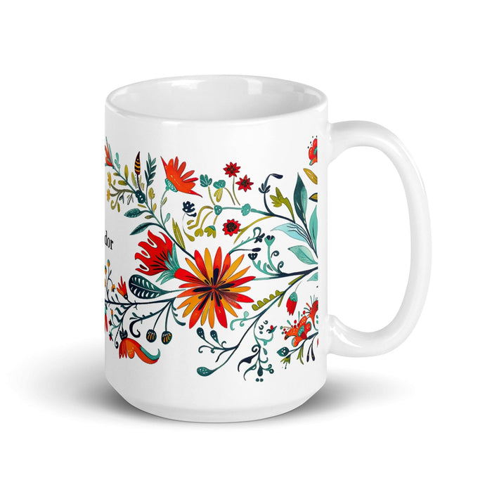 Amador Exclusive Name Art Piece Home Office Work Coffee Mug Mexican Spanish Pride Gift Cup One-Of-A-Kind Calligraphy White Glossy Mug | A4 Mexicada 15 oz