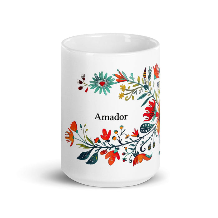 Amador Exclusive Name Art Piece Home Office Work Coffee Mug Mexican Spanish Pride Gift Cup One-Of-A-Kind Calligraphy White Glossy Mug | A4 Mexicada