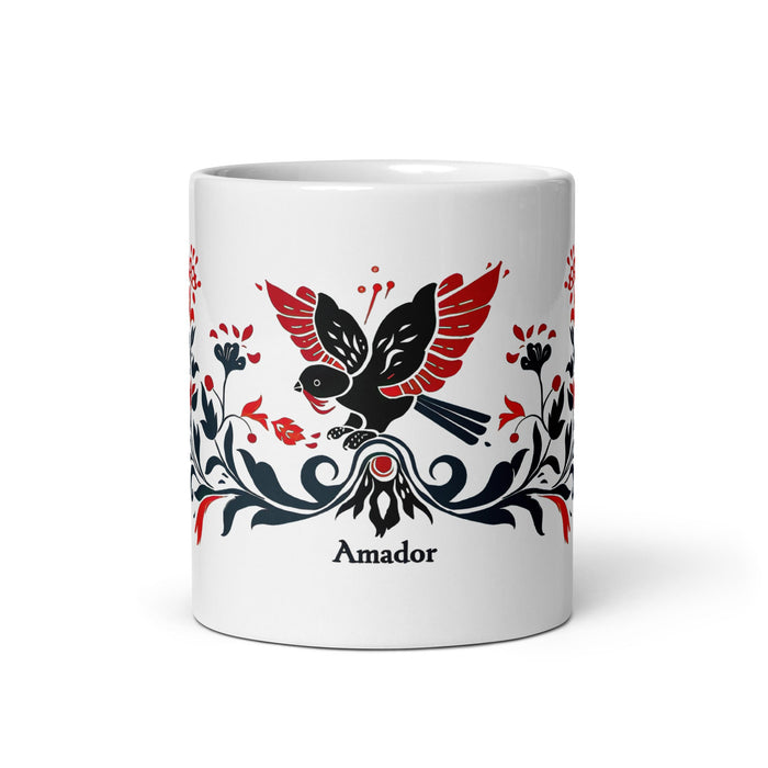 Amador Exclusive Name Art Piece Home Office Work Coffee Mug Mexican Spanish Pride Gift Cup One - Of - A - Kind Calligraphy White Glossy Mug | A5 - Mexicada