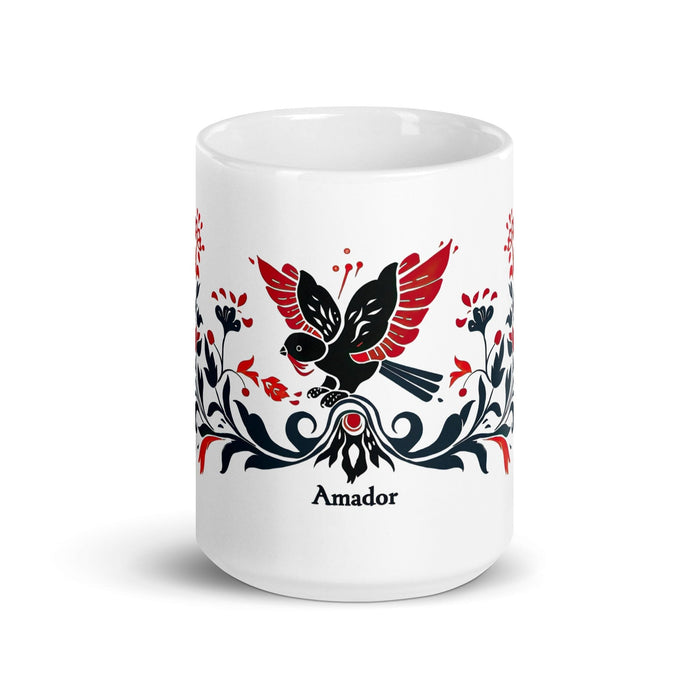 Amador Exclusive Name Art Piece Home Office Work Coffee Mug Mexican Spanish Pride Gift Cup One-Of-A-Kind Calligraphy White Glossy Mug | A5 Mexicada