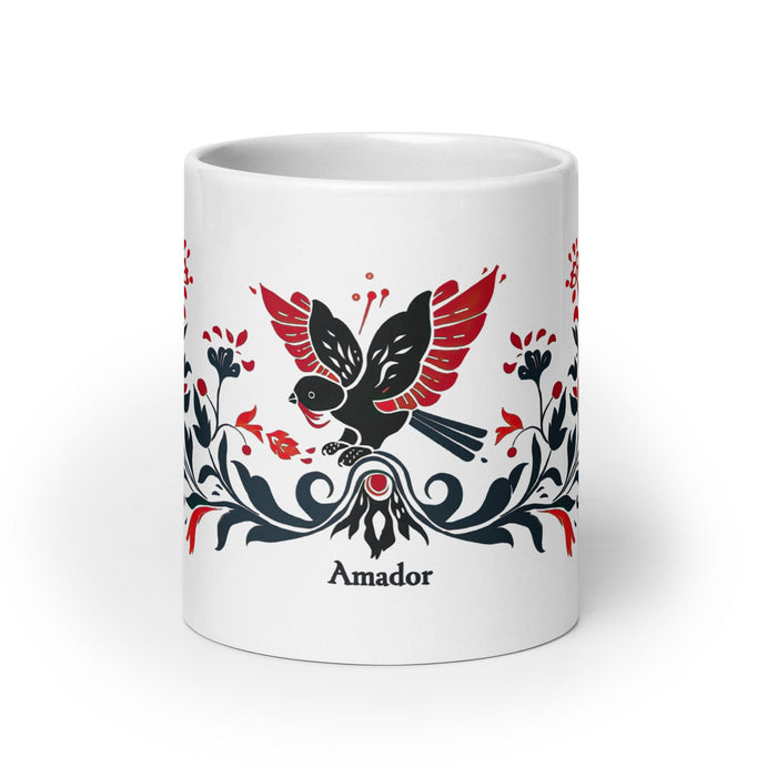 Amador Exclusive Name Art Piece Home Office Work Coffee Mug Mexican Spanish Pride Gift Cup One-Of-A-Kind Calligraphy White Glossy Mug | A5 Mexicada