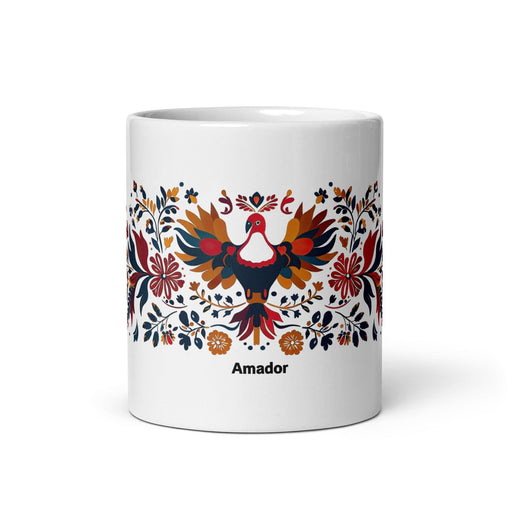 Amador Exclusive Name Art Piece Home Office Work Coffee Mug Mexican Spanish Pride Gift Cup One-Of-A-Kind Calligraphy White Glossy Mug | A6 Mexicada