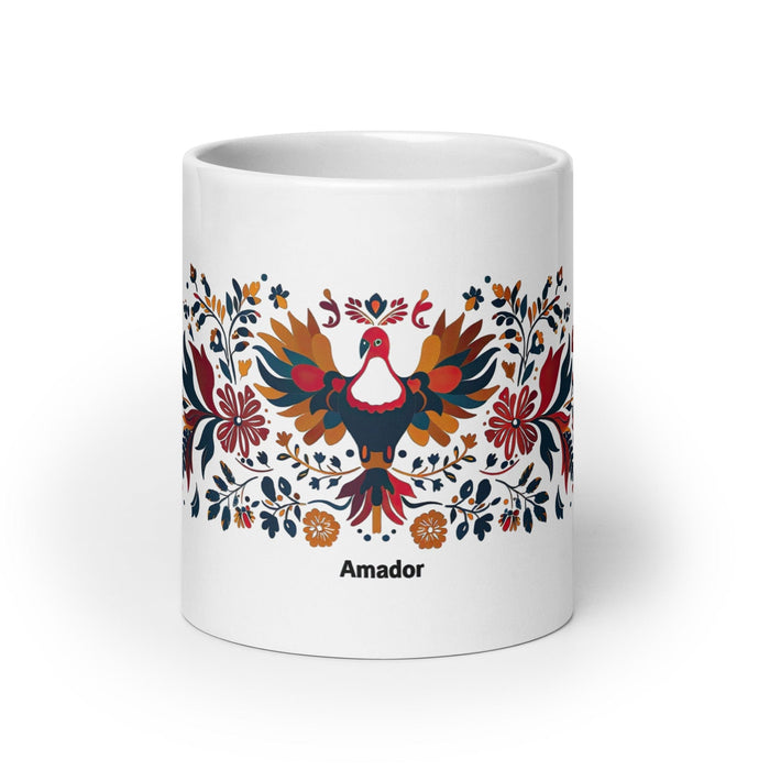 Amador Exclusive Name Art Piece Home Office Work Coffee Mug Mexican Spanish Pride Gift Cup One-Of-A-Kind Calligraphy White Glossy Mug | A6 Mexicada