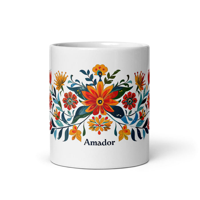 Amador Exclusive Name Art Piece Home Office Work Coffee Mug Mexican Spanish Pride Gift Cup One-Of-A-Kind Calligraphy White Glossy Mug | A7 Mexicada