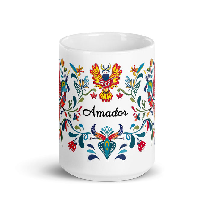 Amador Exclusive Name Art Piece Home Office Work Coffee Mug Mexican Spanish Pride Gift Cup One - Of - A - Kind Calligraphy White Glossy Mug | A8 - Mexicada