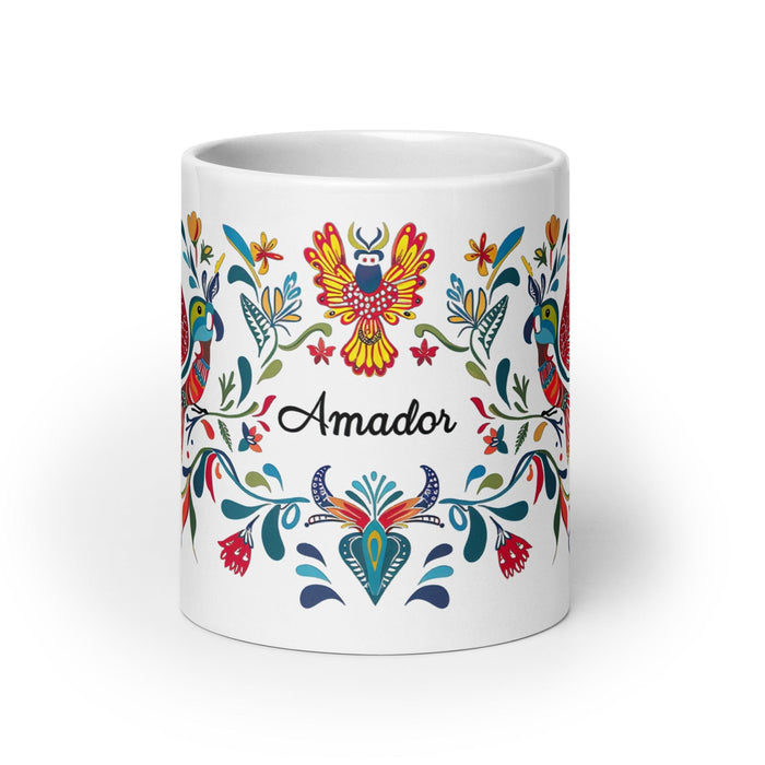 Amador Exclusive Name Art Piece Home Office Work Coffee Mug Mexican Spanish Pride Gift Cup One-Of-A-Kind Calligraphy White Glossy Mug | A8 Mexicada