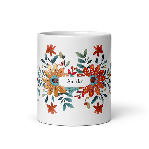 Amador Exclusive Name Art Piece Home Office Work Coffee Mug Mexican Spanish Pride Gift Cup One-Of-A-Kind Calligraphy White Glossy Mug | A9 Mexicada