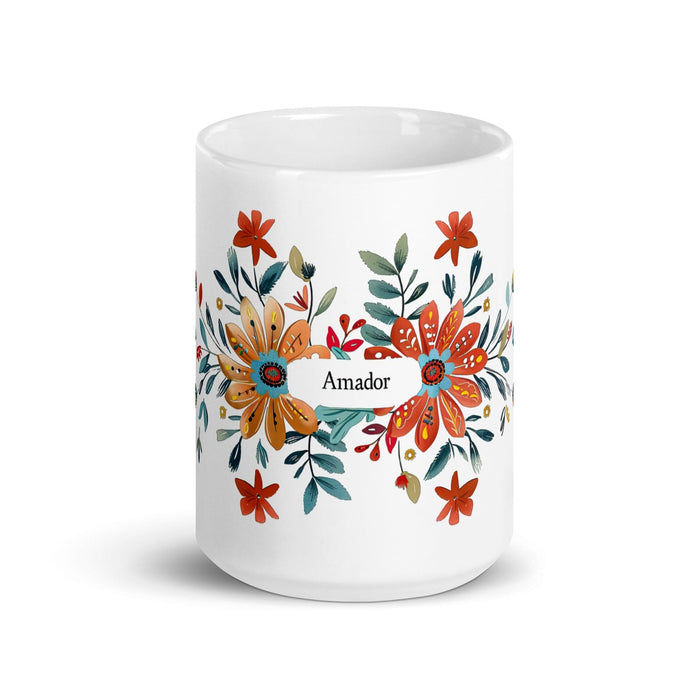 Amador Exclusive Name Art Piece Home Office Work Coffee Mug Mexican Spanish Pride Gift Cup One-Of-A-Kind Calligraphy White Glossy Mug | A9 Mexicada