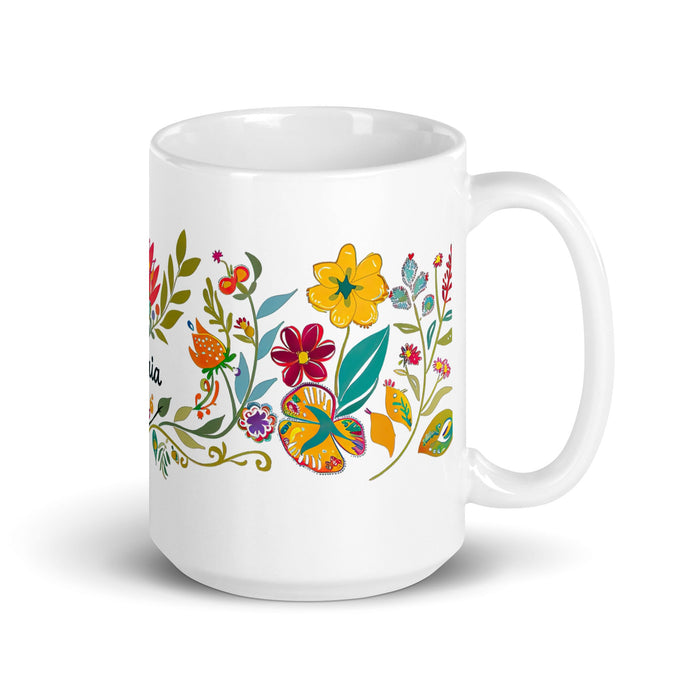 Amaia Exclusive Name Art Piece Home Office Work Coffee Mug Mexican Spanish Pride Gift Cup One - Of - A - Kind Calligraphy White Glossy Mug | A1 - Mexicada