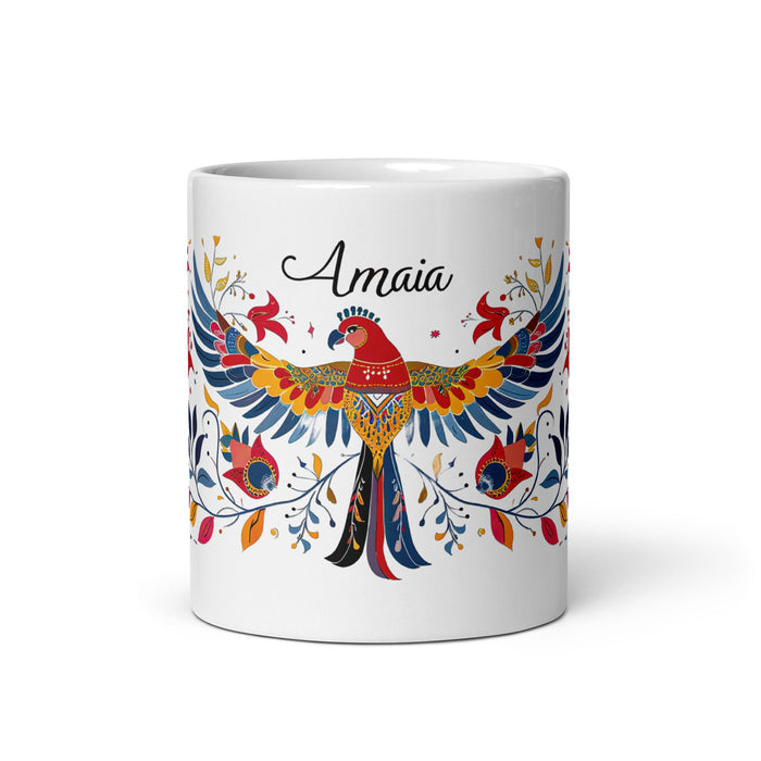 Amaia Exclusive Name Art Piece Home Office Work Coffee Mug Mexican Spanish Pride Gift Cup One - Of - A - Kind Calligraphy White Glossy Mug | A10 - Mexicada