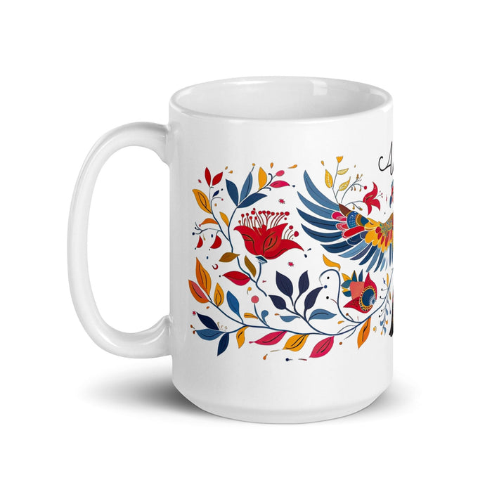 Amaia Exclusive Name Art Piece Home Office Work Coffee Mug Mexican Spanish Pride Gift Cup One-Of-A-Kind Calligraphy White Glossy Mug | A10 Mexicada