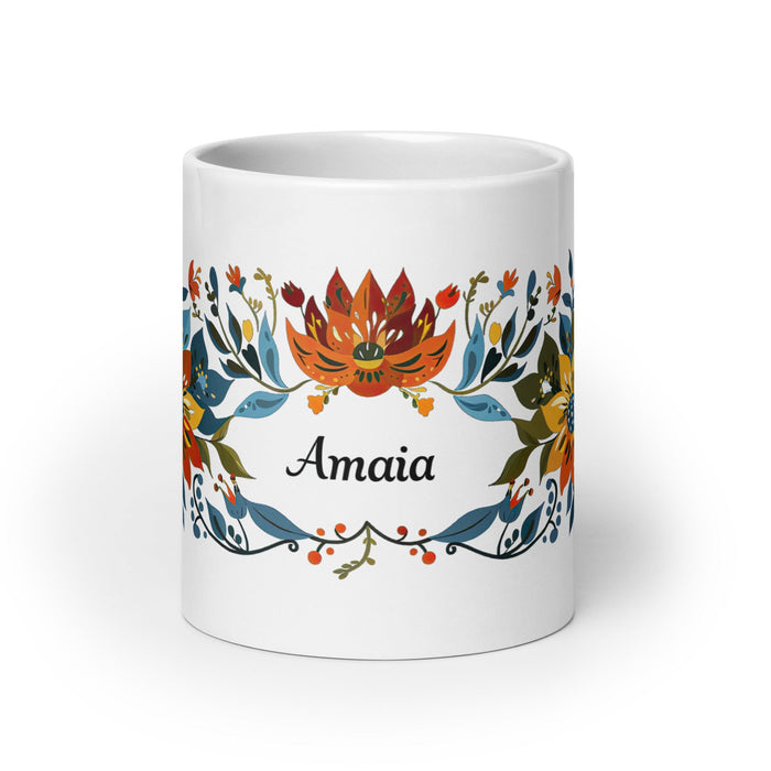 Amaia Exclusive Name Art Piece Home Office Work Coffee Mug Mexican Spanish Pride Gift Cup One - Of - A - Kind Calligraphy White Glossy Mug | A12 - Mexicada