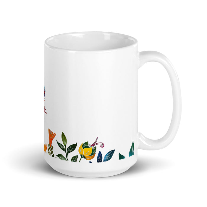 Amaia Exclusive Name Art Piece Home Office Work Coffee Mug Mexican Spanish Pride Gift Cup One - Of - A - Kind Calligraphy White Glossy Mug | A17 - Mexicada