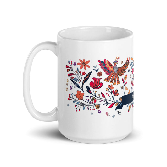 Amaia Exclusive Name Art Piece Home Office Work Coffee Mug Mexican Spanish Pride Gift Cup One-Of-A-Kind Calligraphy White Glossy Mug | A18 Mexicada