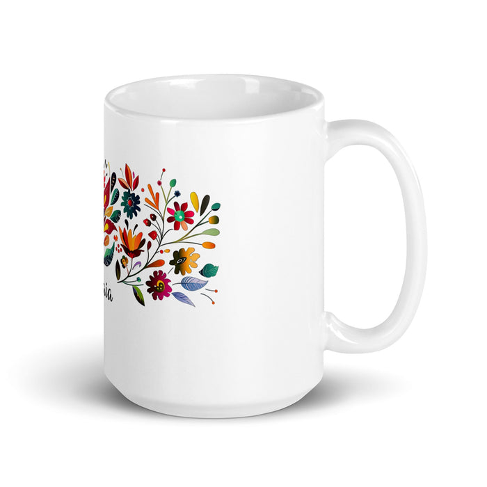 Amaia Exclusive Name Art Piece Home Office Work Coffee Mug Mexican Spanish Pride Gift Cup One - Of - A - Kind Calligraphy White Glossy Mug | A20 - Mexicada